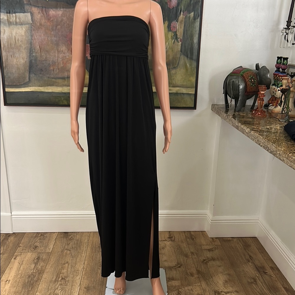 Boston Proper Black Strapless Maxi Dress